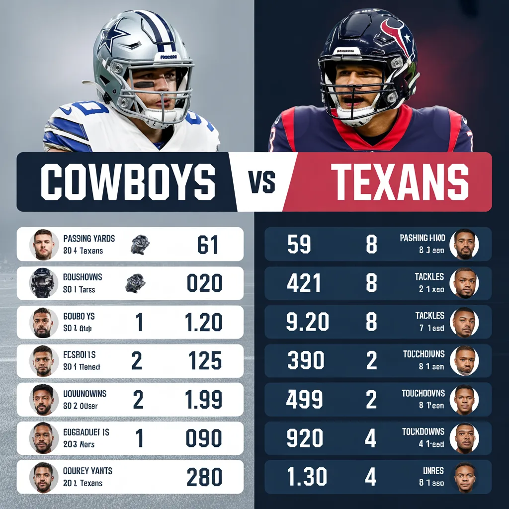 dallas cowboys vs houston texans match player stats