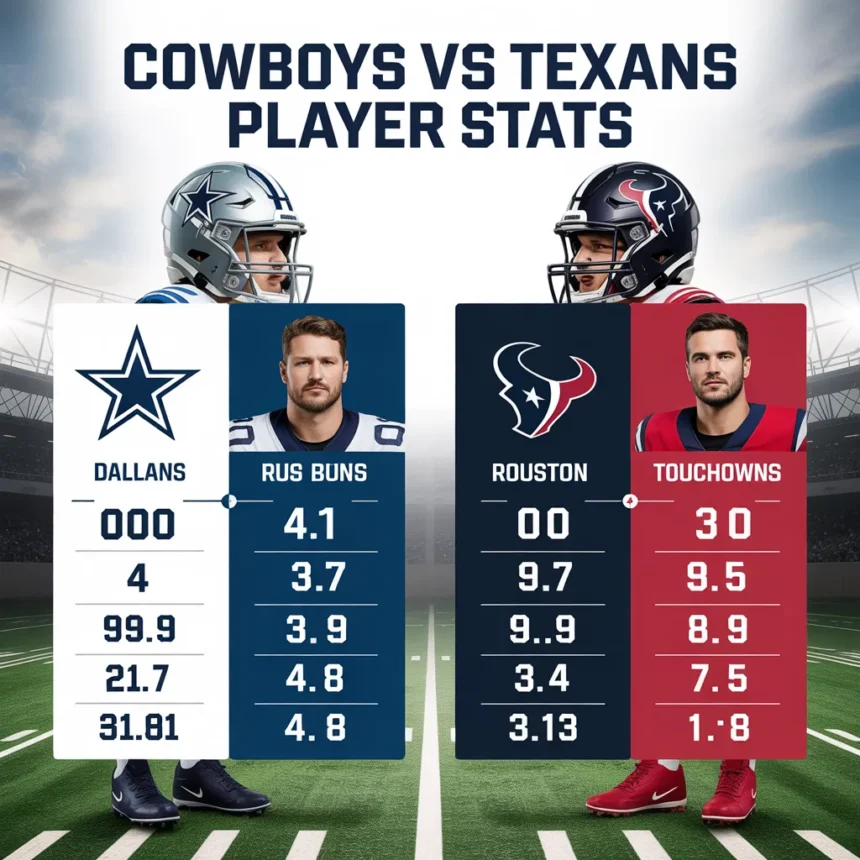 dallas cowboys vs houston texans match player stats